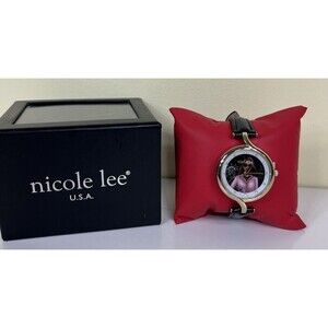 Nicole Lee Career Watch Water Resistant Stainless Steel Black Goldtone NEW